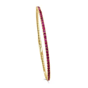 14K Gold & Ruby Flexible Bangle - 1.87ct
