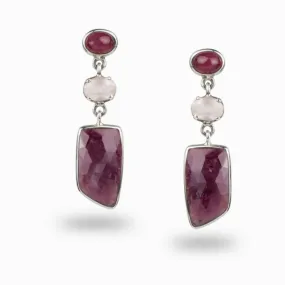 Ruby & Rose Quartz Drop Earrings
