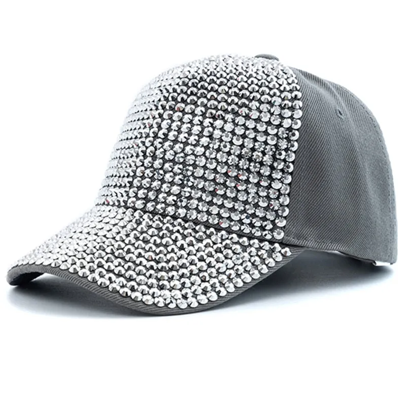 Women Diamond Inlay Cap Simple Plain Baseball Cap Female Adjustable Casual Outdoor Streetwear Fashion Hat
